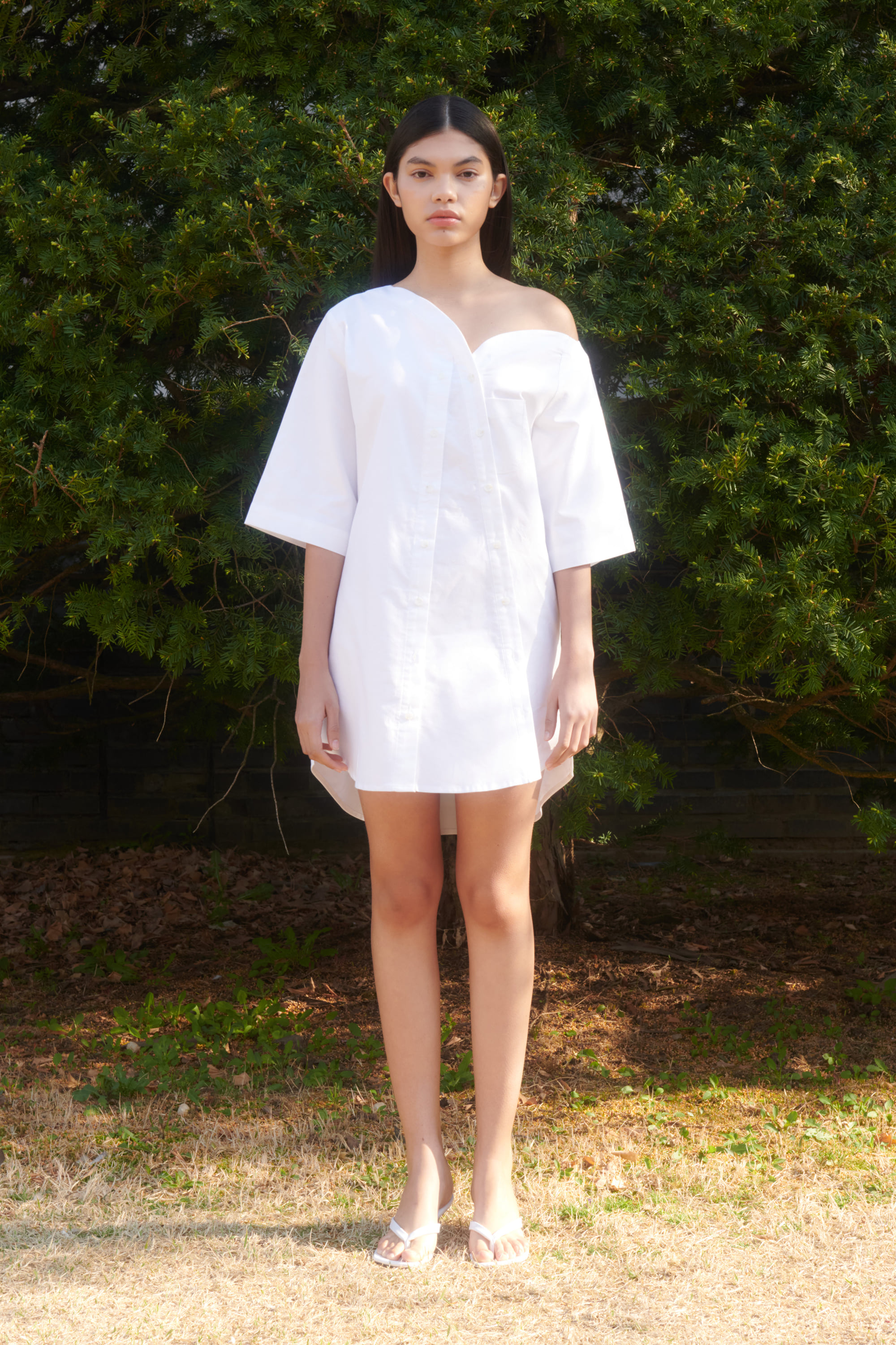 OXFORD TULIP MINI SHIRT DRESS (WHITE) (4colors)